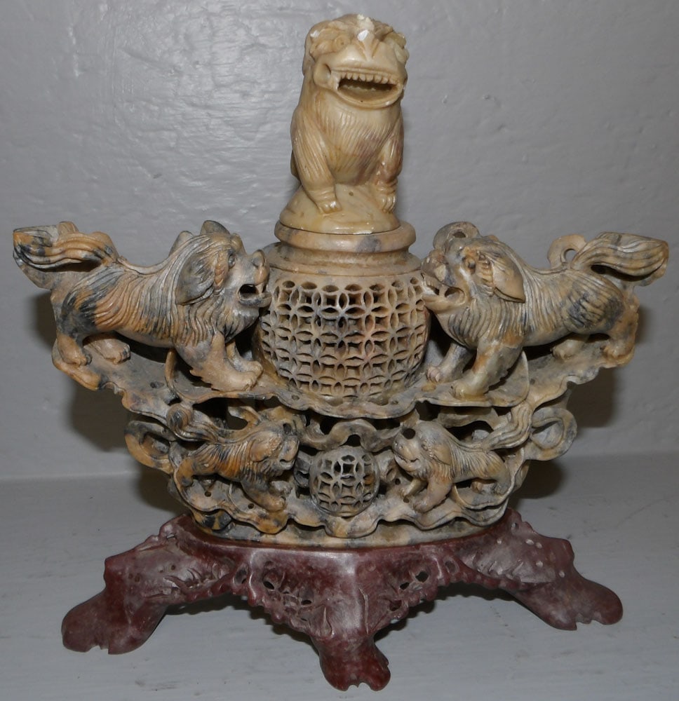 Chinese carved soapstone vase (1 of 5)
