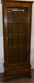 burled elm wood and cherry lighted cabinet by Baker