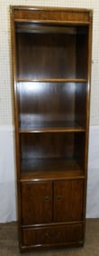 Mid Century Modern walnut and brass open top cabinet by Drexel