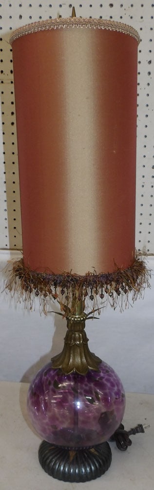 art glass and painted metal decorative lamp (1 of 3)