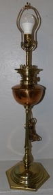 antique brass banquet lamp electrified