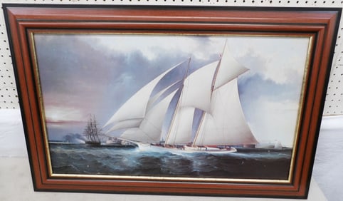framed clipper ship print on canvas by James Edward Buttersworth