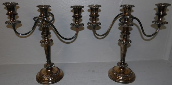 pair of Sheffield 3 light candelabras