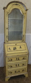 painted 2 piece ladies secretary with mesh door