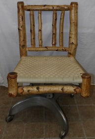 Adirondack Style Rustic Desk Chair on Metal Base
