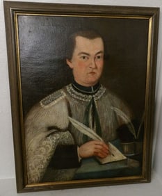 antique oil on canvas portrait of 19th Century judge