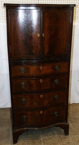 mahogany inlaid cabinet with pullout slide