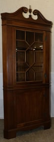 mahogany glass door corner cabinet by Craftique
