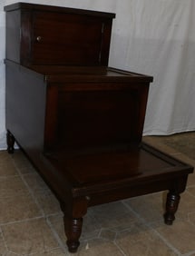 mahogany and tooled leather bed steps