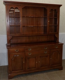 cherry 2 piece glass door hutch by Statton