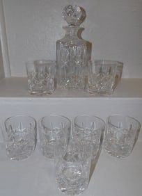 Atlantis crystal decanter and seven tumblers