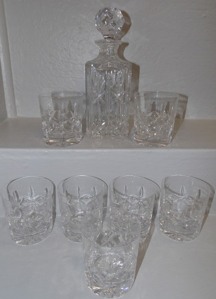 Atlantis crystal decanter and seven tumblers (1 of 3)