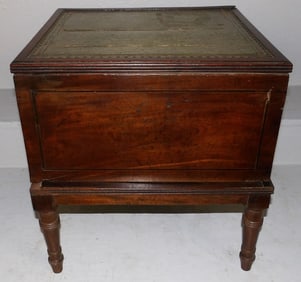 19th century mahogany and tooled leather top bed steps