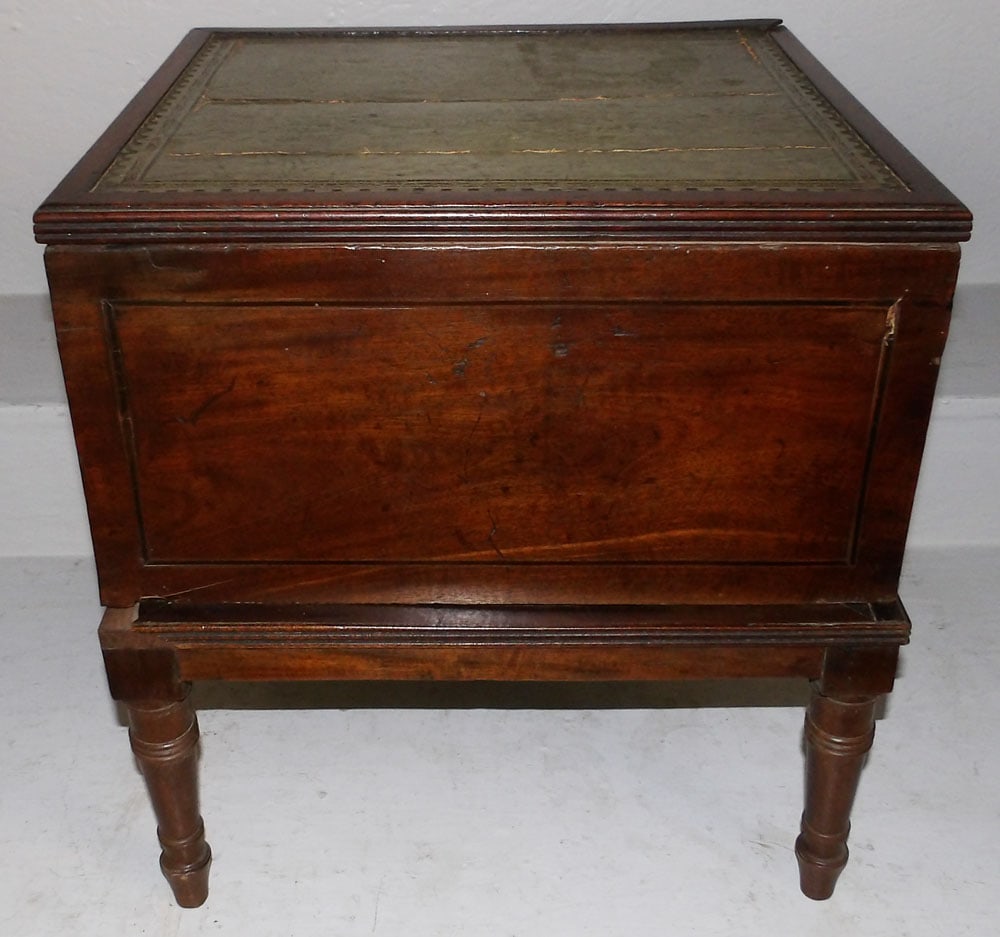 19th century mahogany and tooled leather top bed steps (1 of 7)