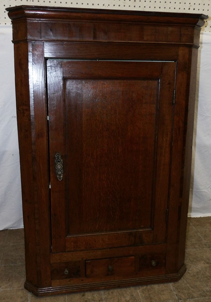 19th century English oak hanging corner cabinet (1 of 4)