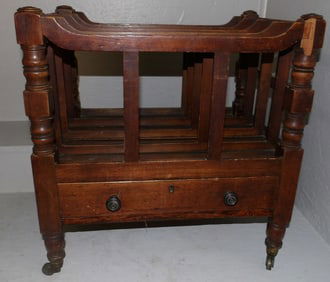 19th century mahogany canterbury with one drawer