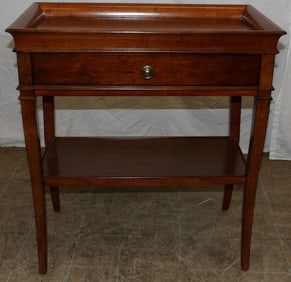 cherry two tier gallery top stand by Heckman