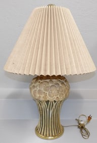 painted carved pine and brass decorative lamp