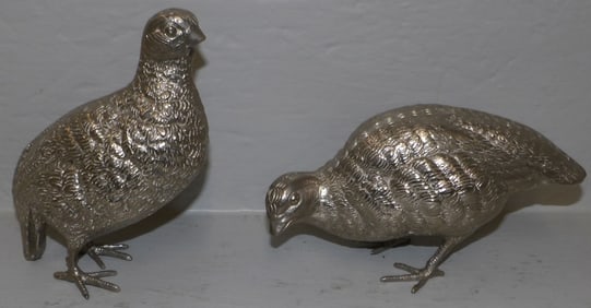 pair of silverplated quails