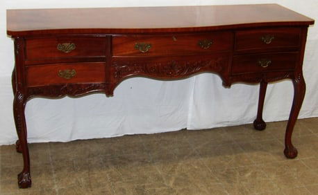 Mahogany Chippendale Style Banded Top Sideboard with Ball & Claw Feet