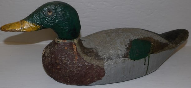 antique painted carved wood duck decoy