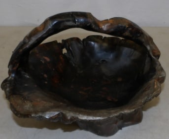 carved wood basket