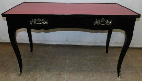 Louis XV style black lacquered and leather top desk with bronze mounts by Bodart