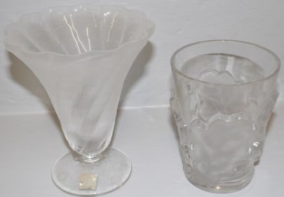 2 Lalique crystal vases