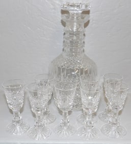 Waterford decanter and 8 cordials