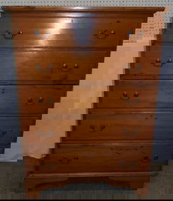 19th century New England pine tall mule chest