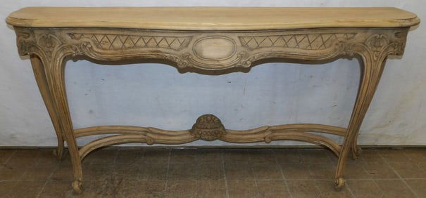 carved elm wood console