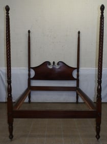 carved mahogany full size bed with rails