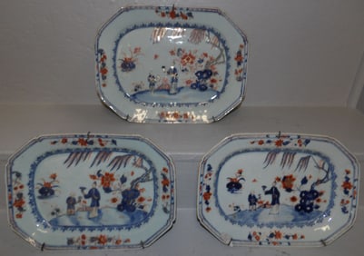 3 antique Chinese export graduated platters