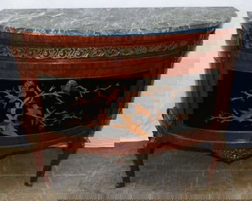 rosewood bird inlay French marble top commode