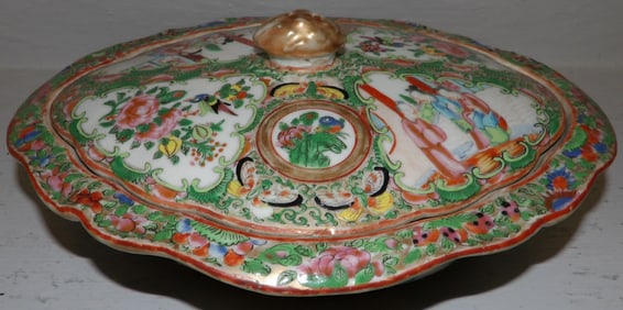 19th century rose medallion covered dish