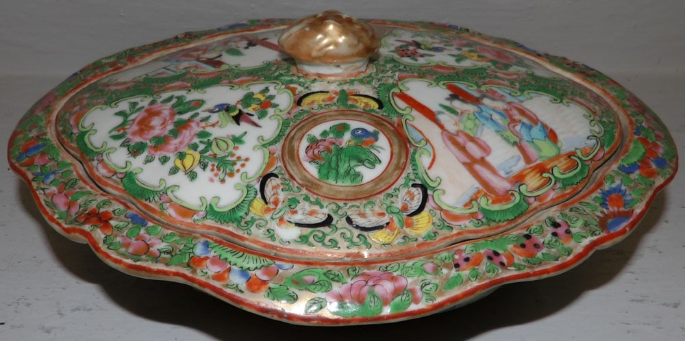 19th century rose medallion covered dish (1 of 6)