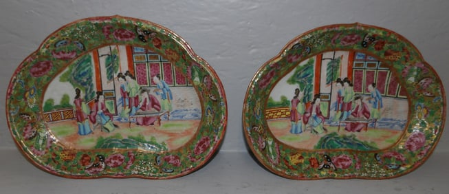 pair of 19th century rose medallion bowls