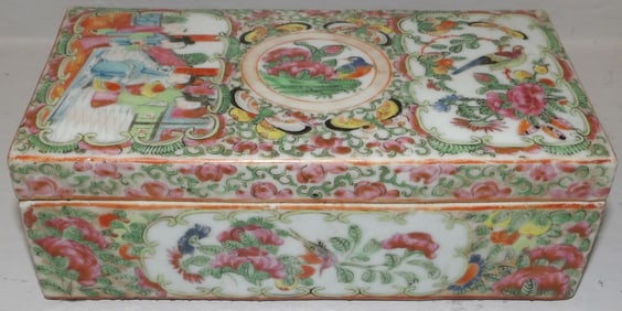19th century rose medallion dresser box