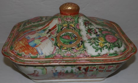 19th century rose medallion covered dish