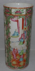 19th century rose medallion porcelain brush vase