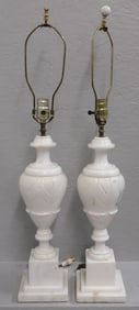 pair of carved alabaster lamps