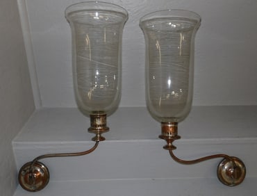 pair of Sheffield wall sconces with glass shades