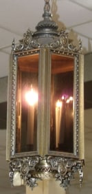 gilded metal four light Gothic style chandelier