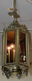 gilded metal four light Gothic style chandelier