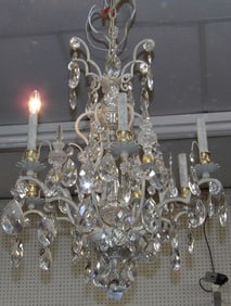 painted metal brass and crystal six light chandelier by Schonbek