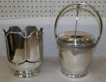 silverplated ice bucket and champagne bucket