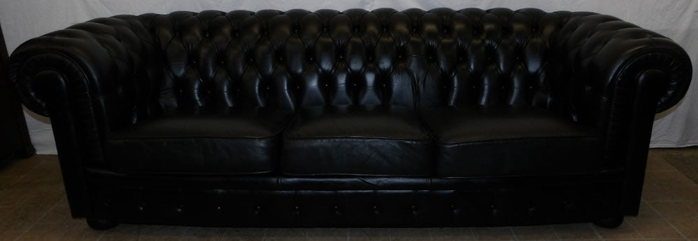 black leather upholstered Chesterfield style sofa (1 of 7)