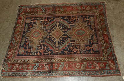 4' 3" by 6' 1" antique handmade Oriental rug