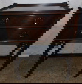 mahogany 2 drawer Chippendale night stand with gallery top by Hickory Chair
