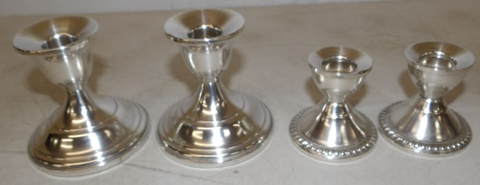 2 pair of sterling weighted candlesticks